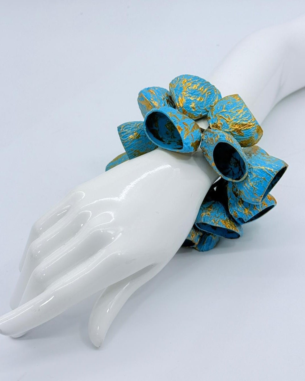 Pangium Seed Bracelet, Turquoise/Gold