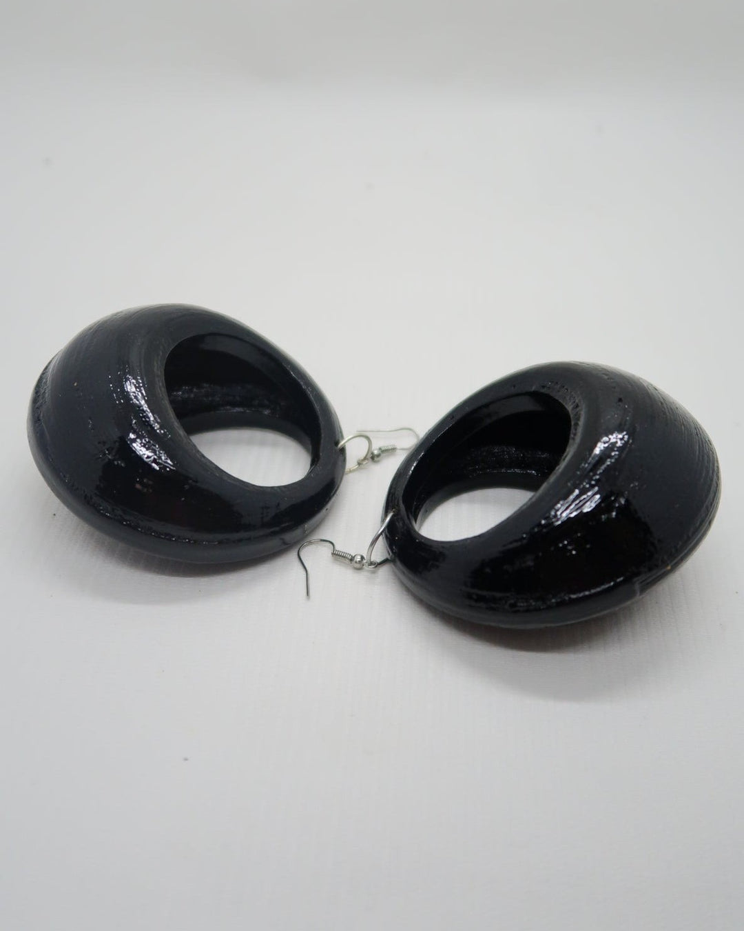 Lunar Curve Bamboo Earrings, Black