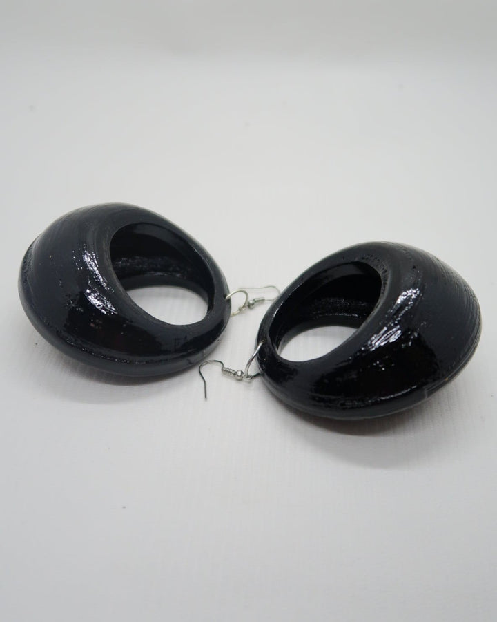 Lunar Curve Bamboo Earrings, Black