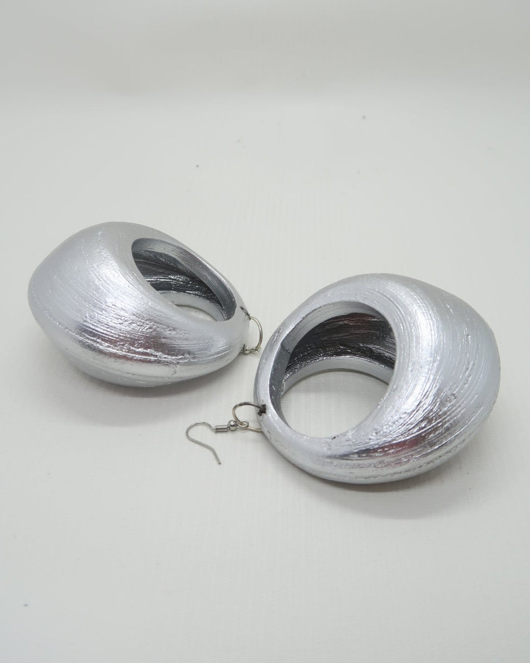 Lunar Curve Bamboo Earrings, Silver