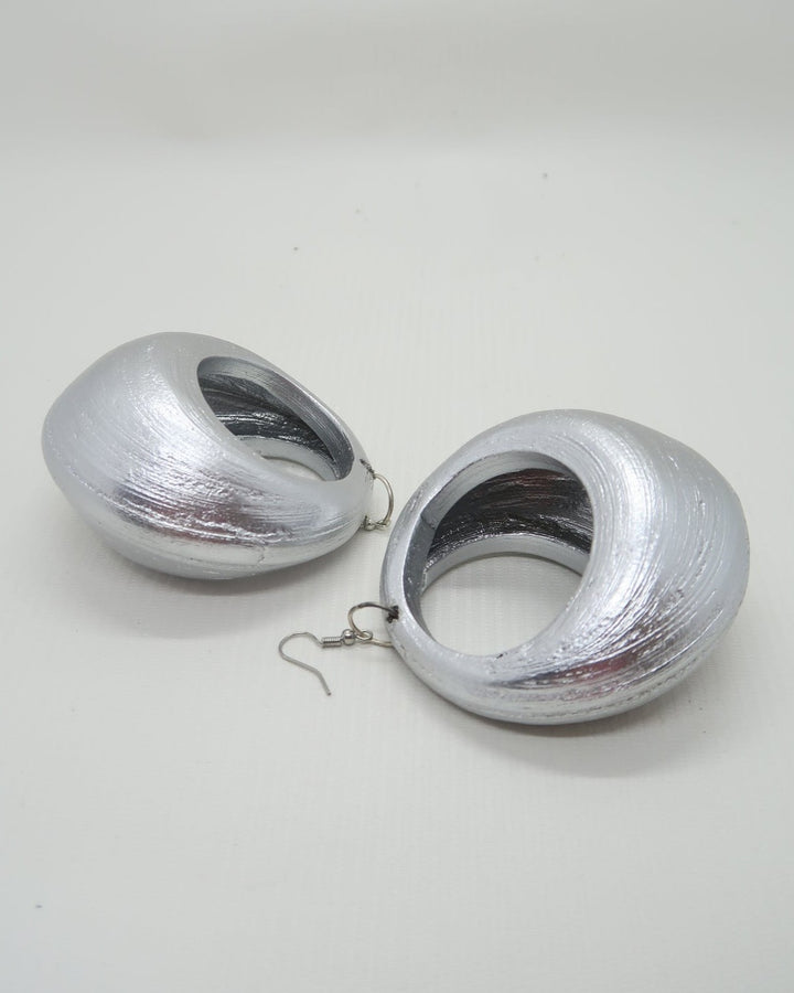 Lunar Curve Bamboo Earrings, Silver