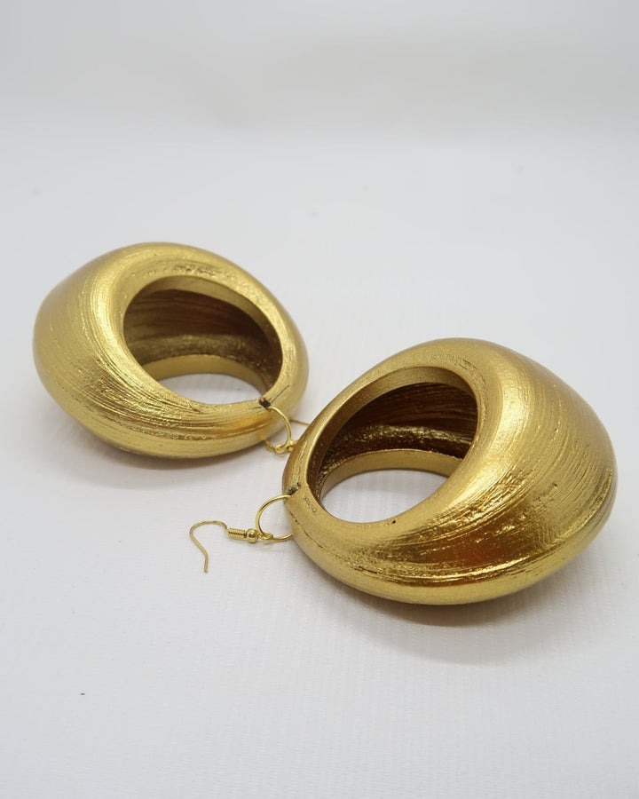Lunar Curve Bamboo Earrings, Gold