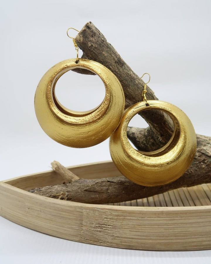 Lunar Curve Bamboo Earrings, Gold
