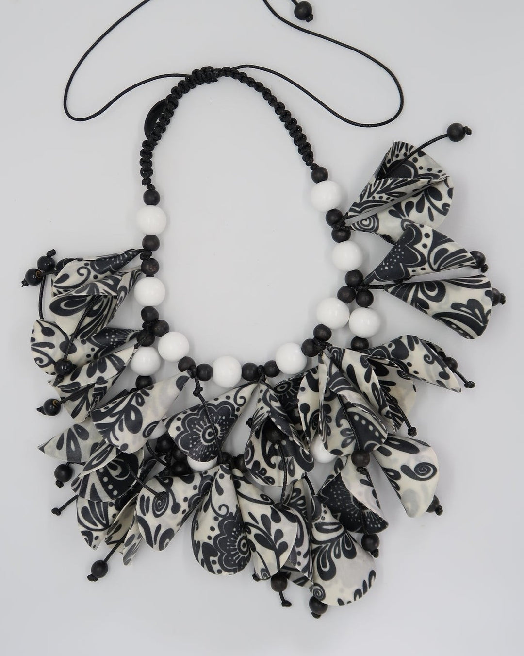 Layered Rose Necklace, Black/White
