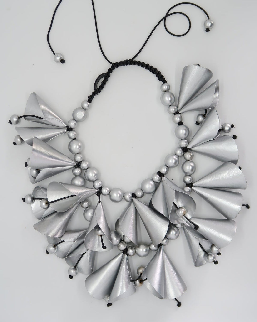 Layered Rose Necklace, Silver