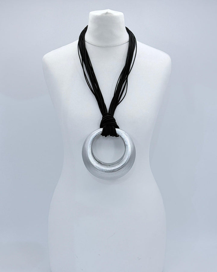 Lunar Curve Bamboo Necklace, Silver