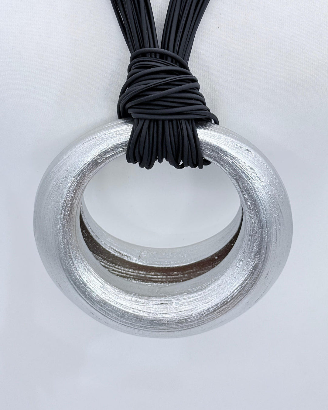 Lunar Curve Bamboo Necklace, Silver