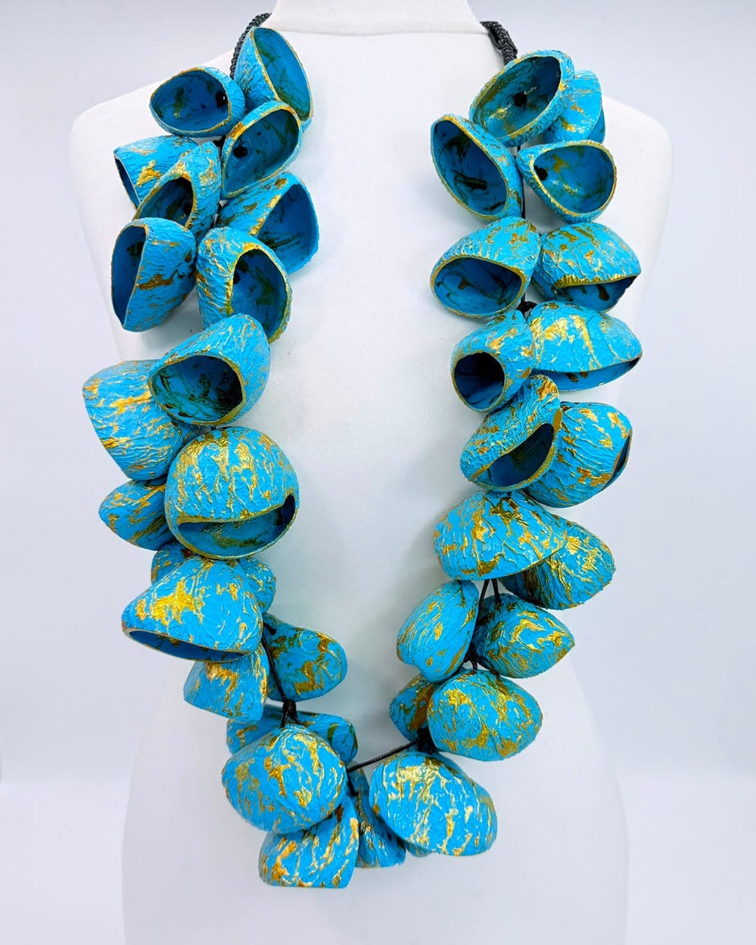 Pangium Bells Cluster Necklace, Turquoise/Gold