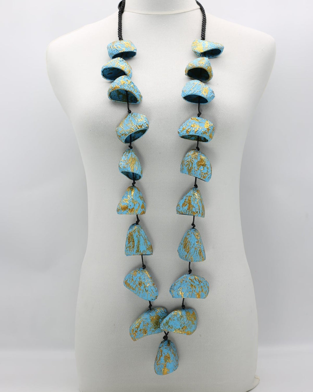 Pangium Seed Necklace, Turquoise/Gold