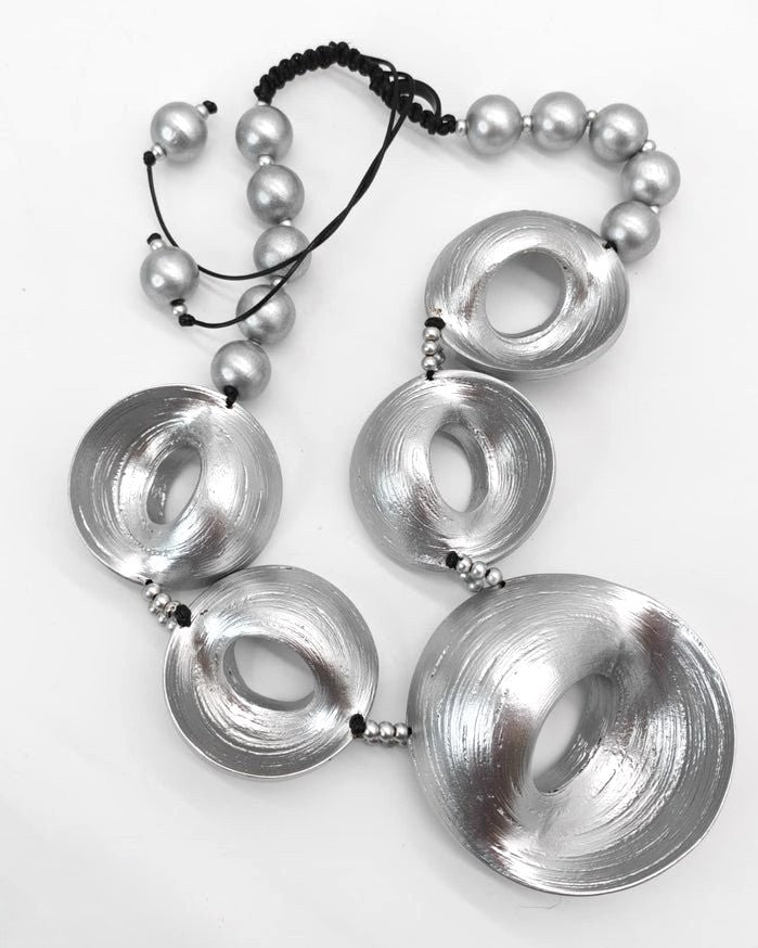 Bamboo Orbits Necklace, Silver