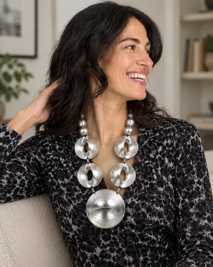 Bamboo Orbits Necklace, Silver