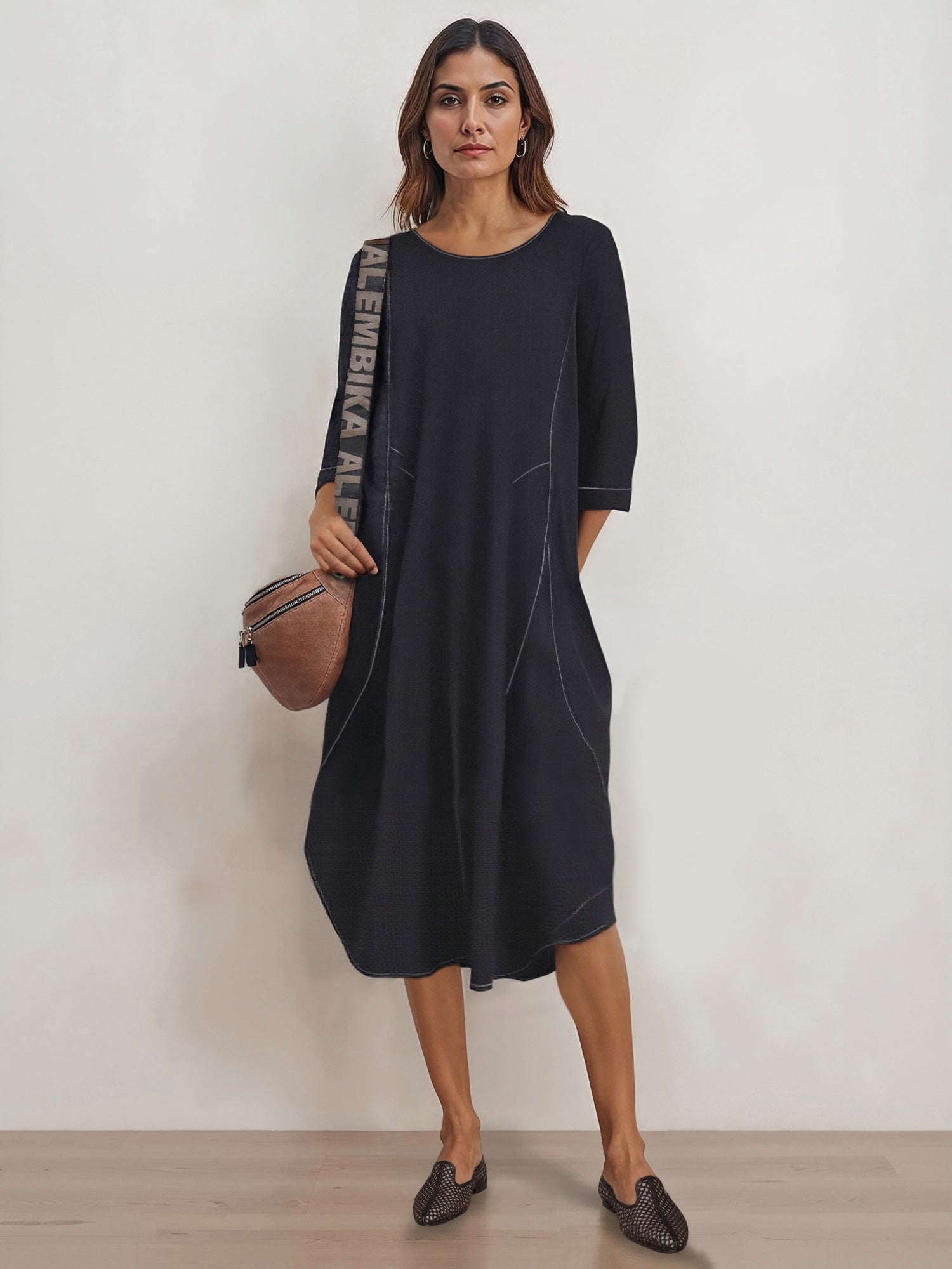 Liberty Oversized Cocoon Dress, Black Denim – Alembika U.S.