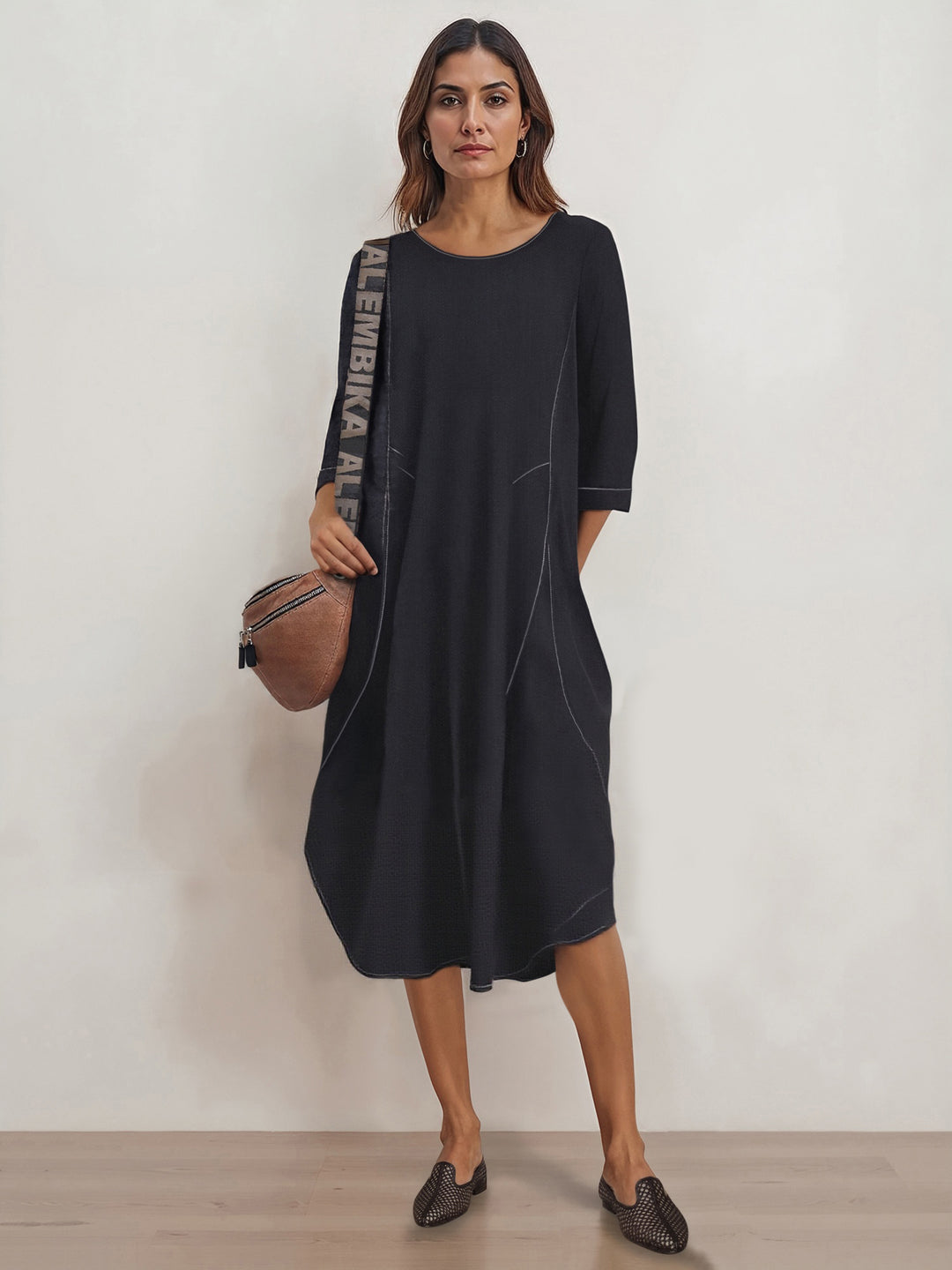 Liberty Oversized Cocoon Dress, Black Denim