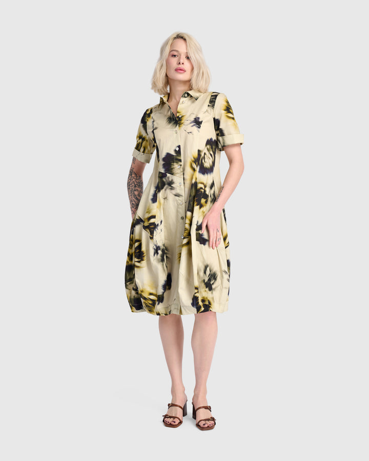 Barb Cotton Shirtdress, Pansy Floral