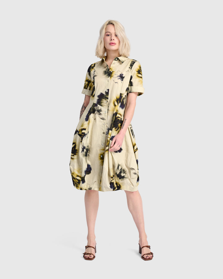 Barb Cotton Shirtdress, Pansy Floral