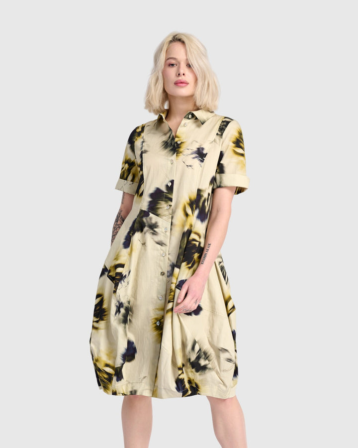 Barb Cotton Shirtdress, Pansy Floral