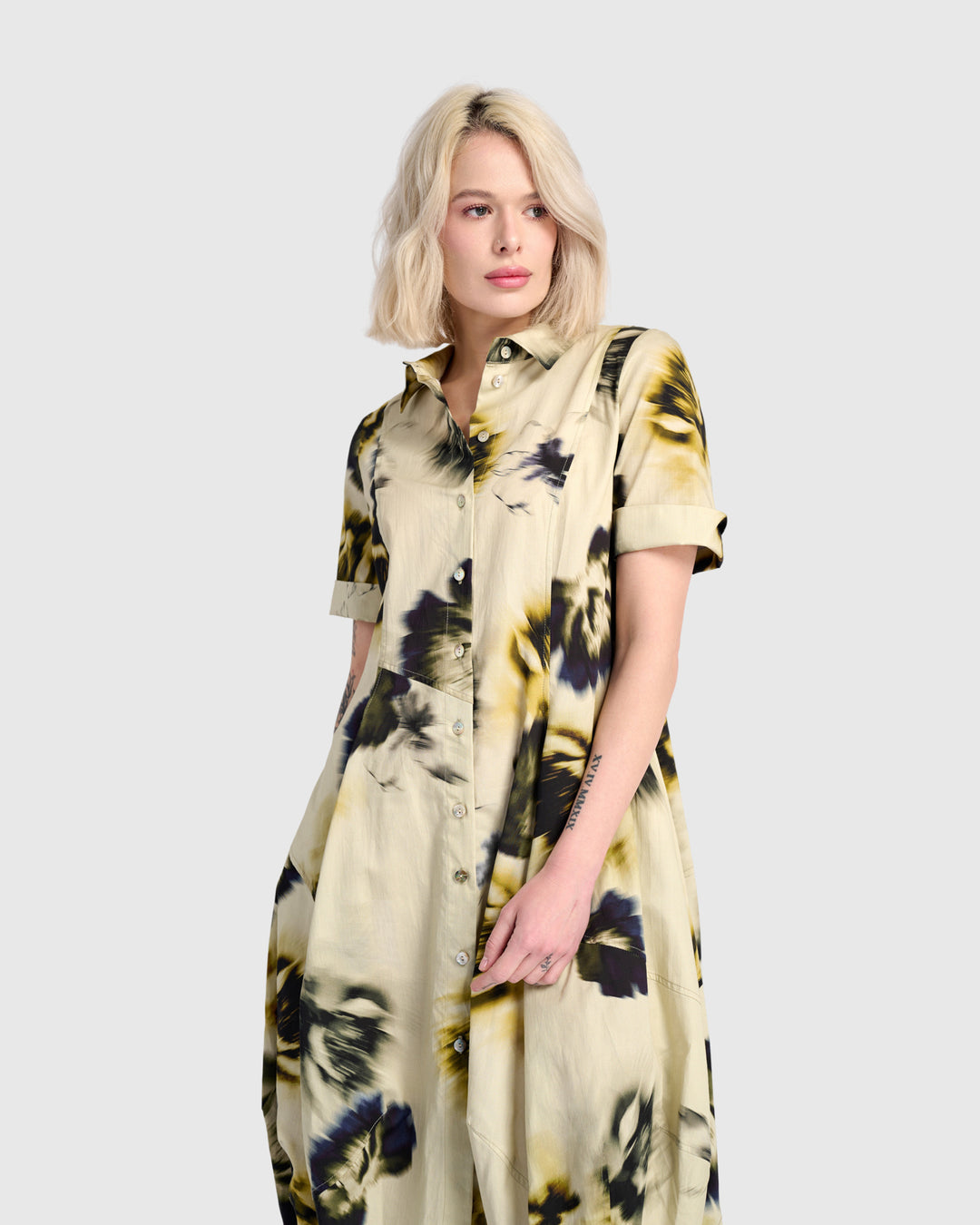 Barb Cotton Shirtdress, Pansy Floral