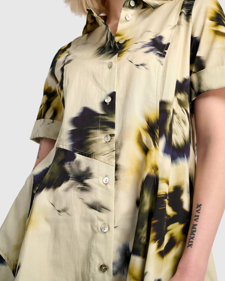 Barb Cotton Shirtdress, Pansy Floral