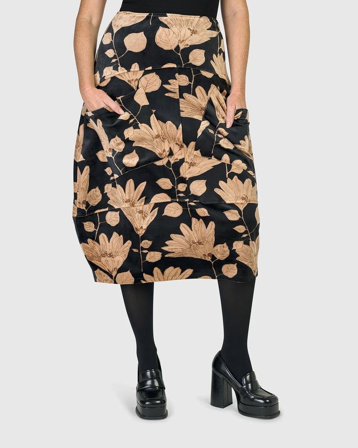 Pippa Velvet Skirt, Floral