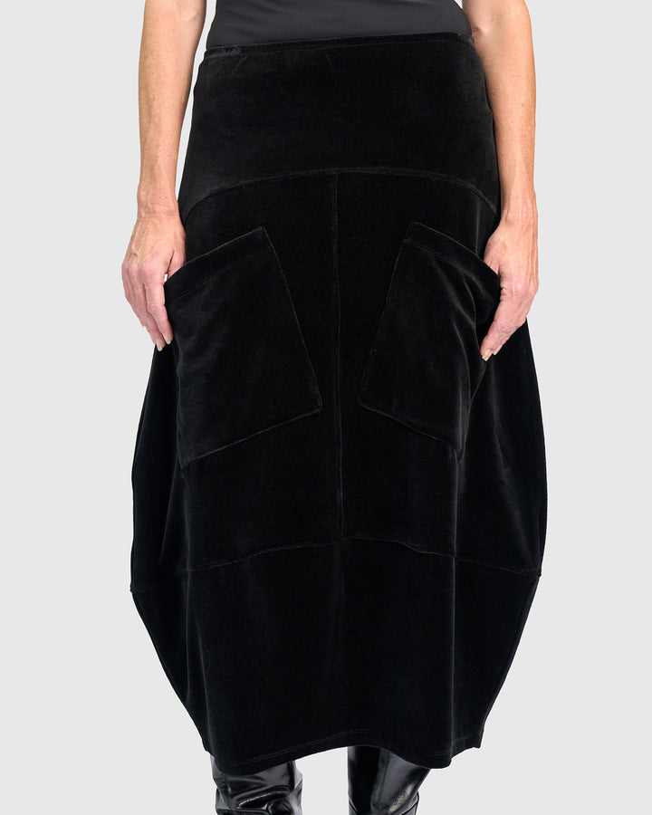 Everyday Velvet Licorice Skirt, Black