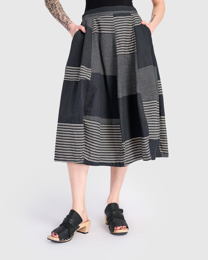 Urban Twilight Balloon Skirt, Slate Stripes