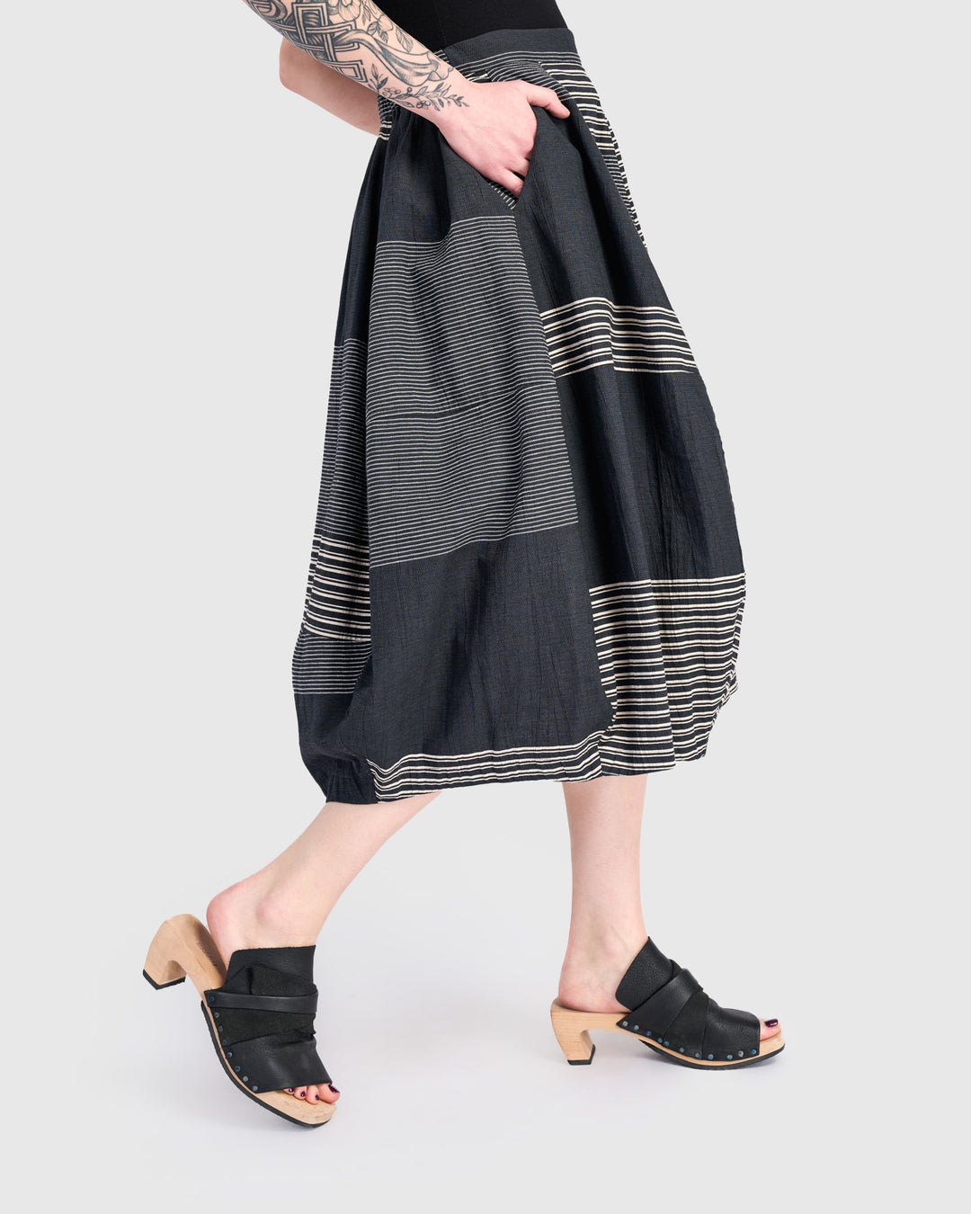 Urban Twilight Balloon Skirt, Slate Stripes