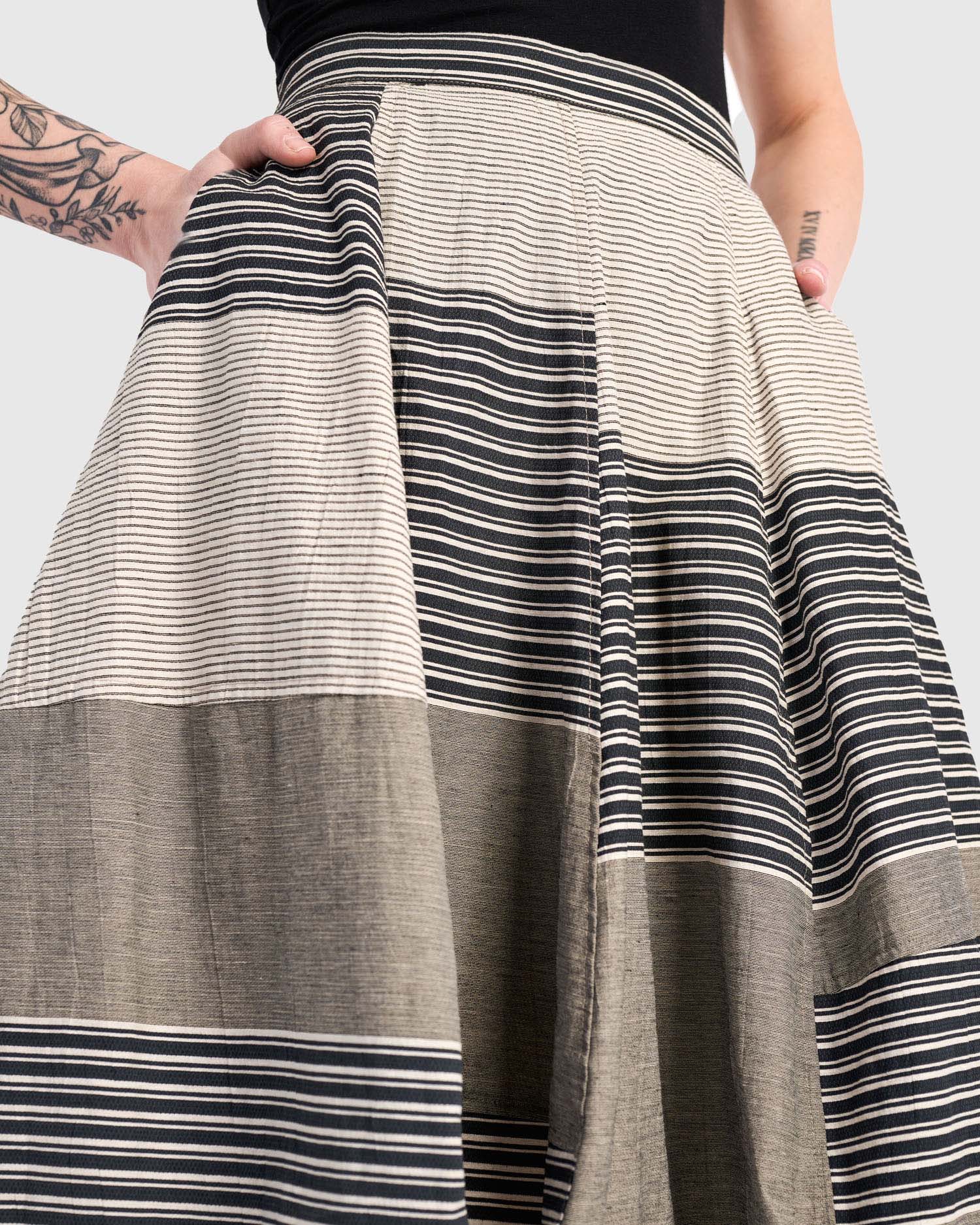 Urban Twilight Balloon Skirt, Sand Stripes – Alembika U.S.