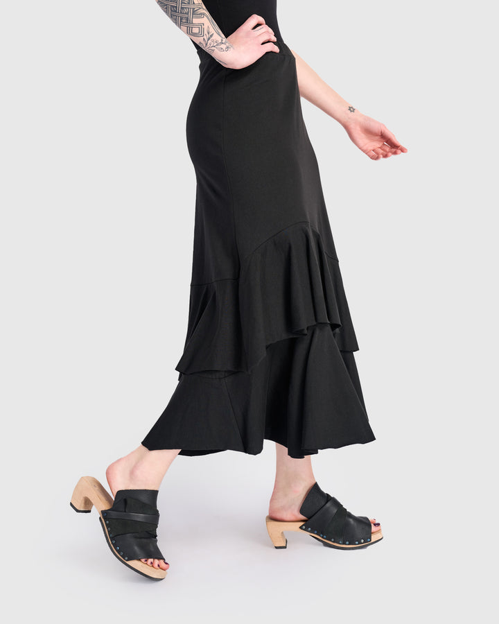 Urban Staple Ruffle Maxi Skirt, Black
