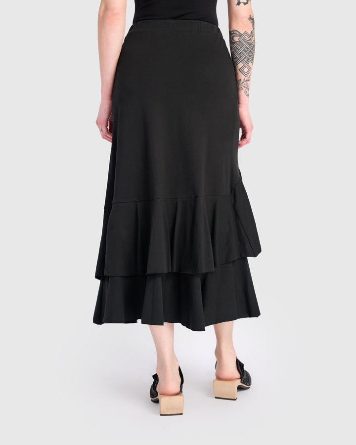 Urban Staple Ruffle Maxi Skirt, Black