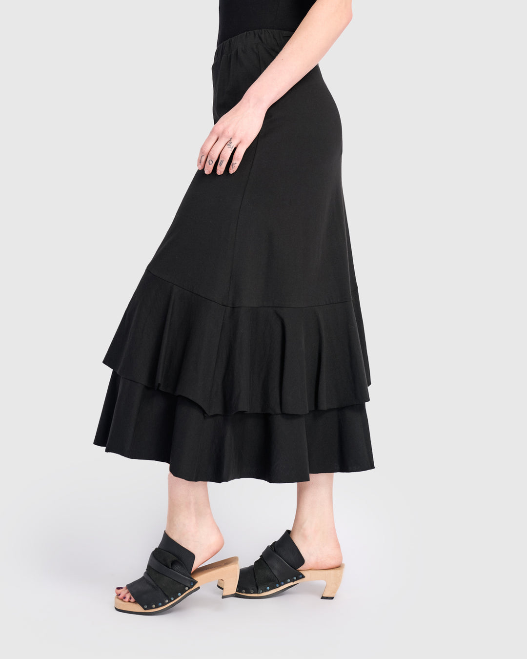 Urban Staple Ruffle Maxi Skirt, Black