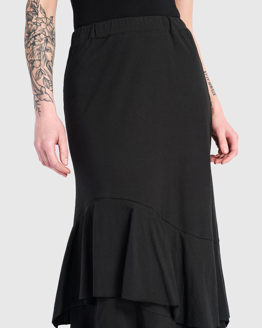 Urban Staple Ruffle Maxi Skirt, Black