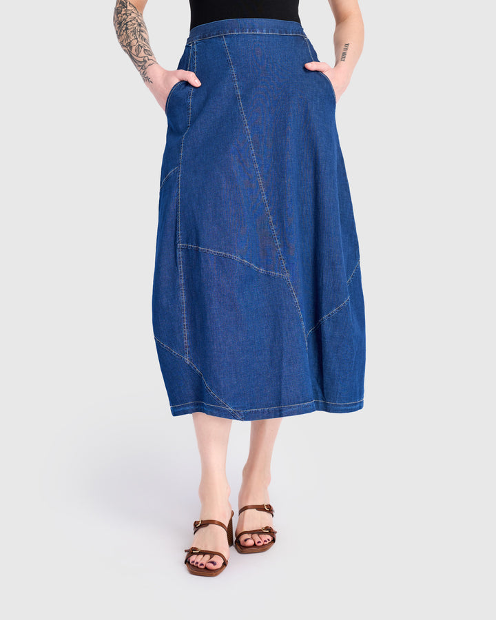 Carla Cocoon Skirt, Denim