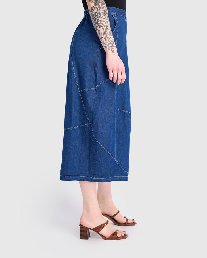 Carla Cocoon Skirt, Denim