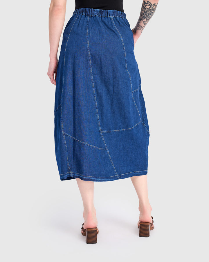 Carla Cocoon Skirt, Denim