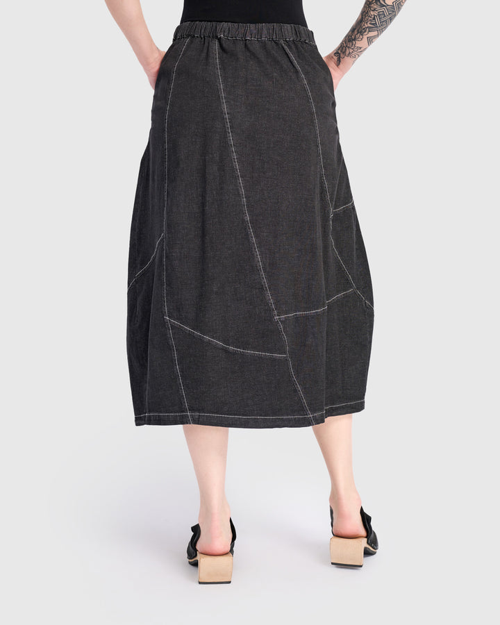 Carla Cocoon Skirt, Jet Denim