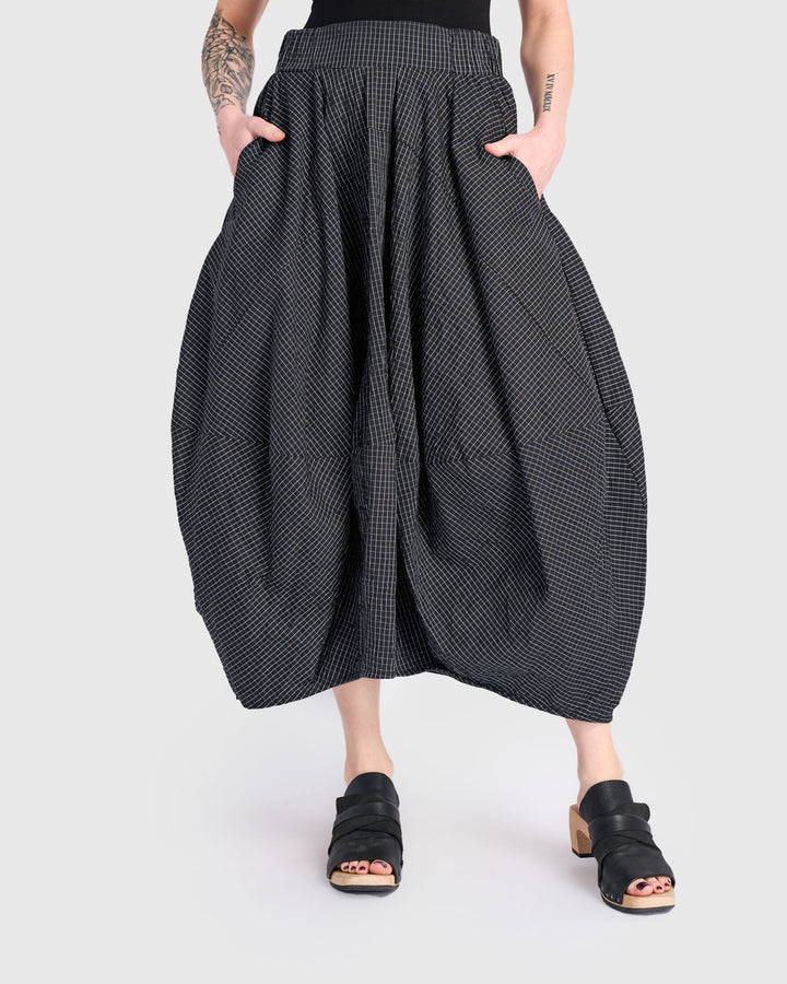 Urban Soft Structure Balloon Skirt, Grid