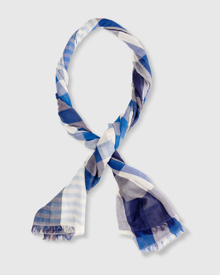 Spirulina Plaid Scarf, Blue