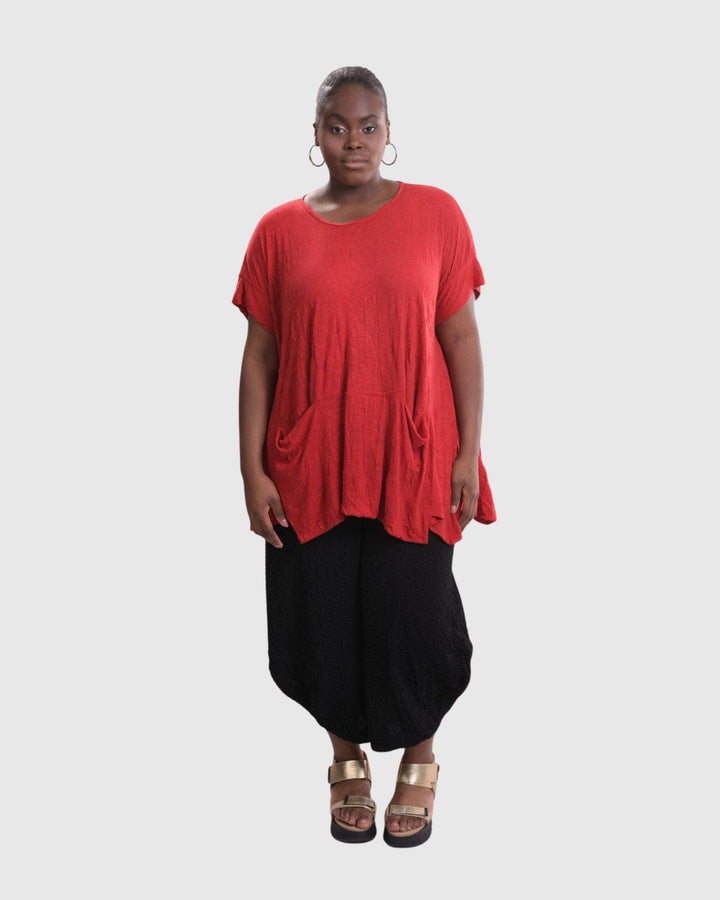 Della Crinkle Top, Red