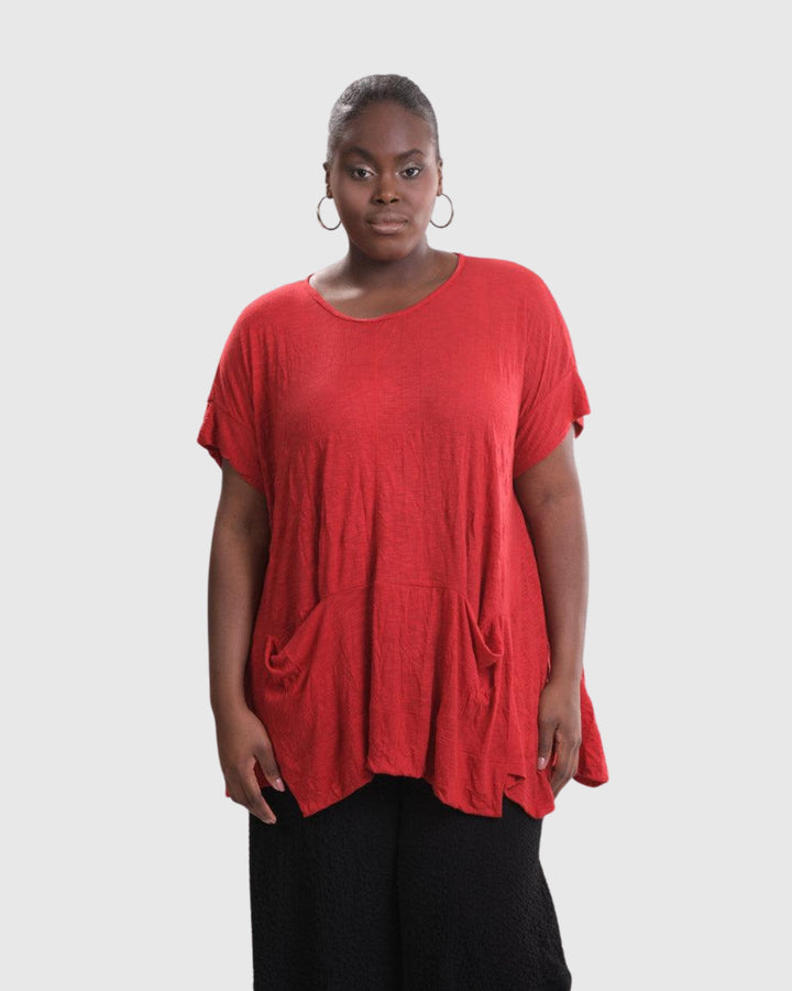 Della Crinkle Top, Red