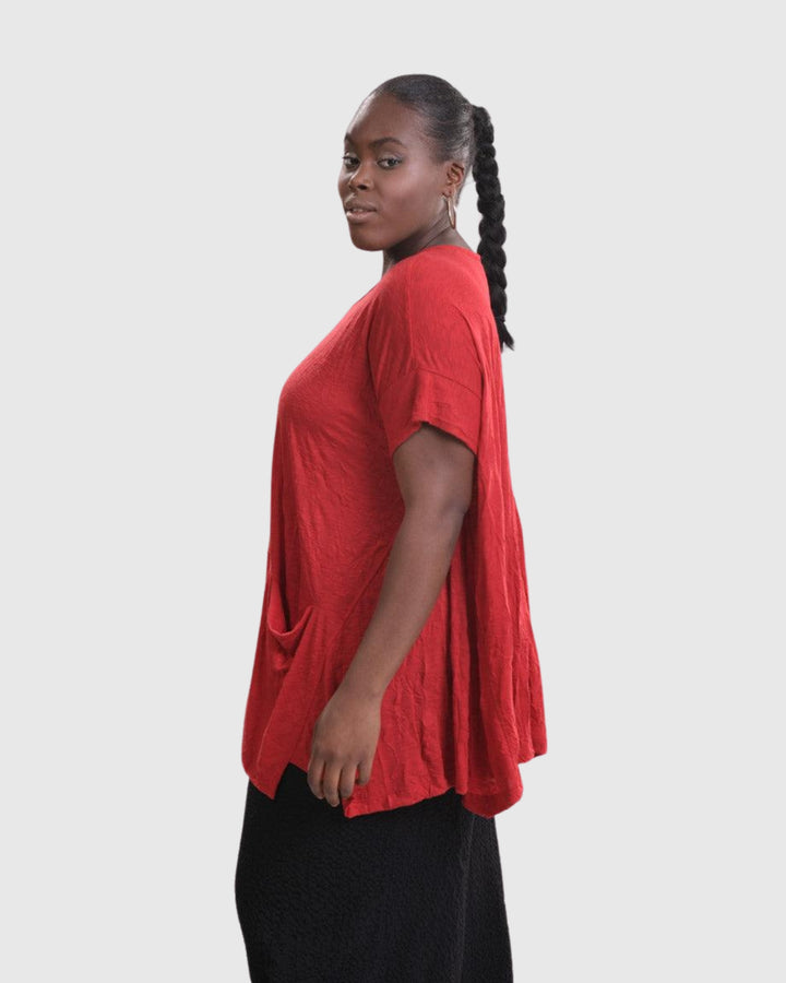 Della Crinkle Top, Red