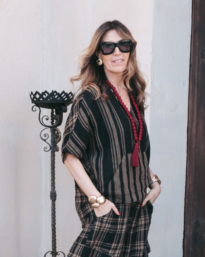 Tawny Pullover Top, Sepia/Black
