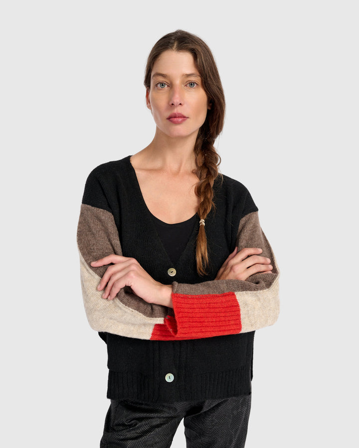 Finch Cardigan, Black/Hazelnut