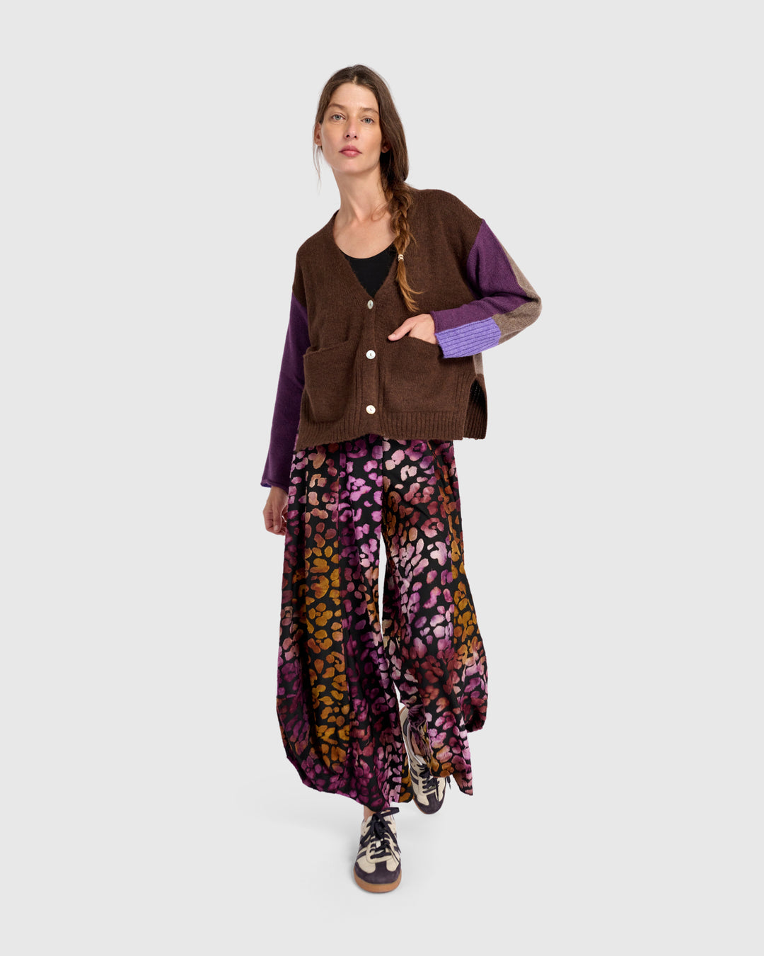Finch Cardigan, Brown/Purple