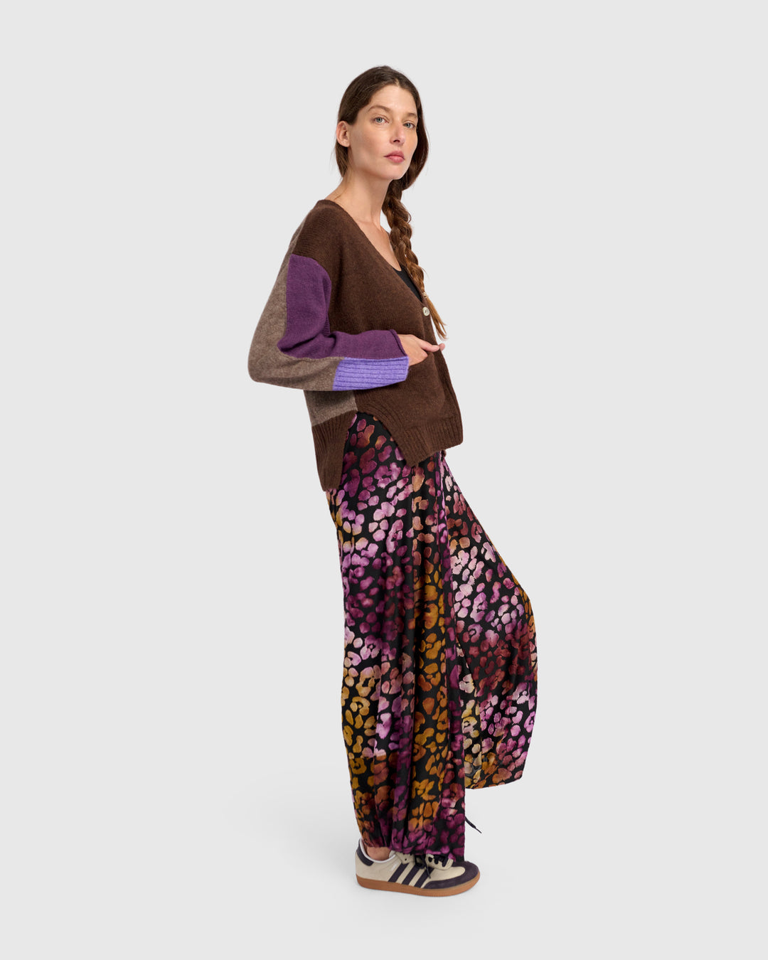Finch Cardigan, Brown/Purple