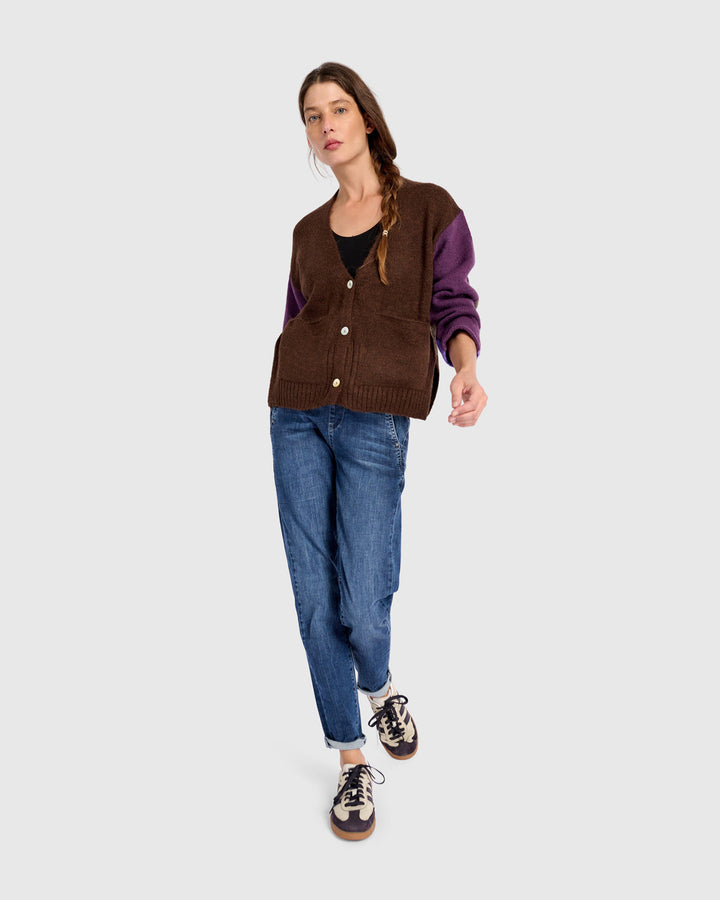 Finch Cardigan, Brown/Purple