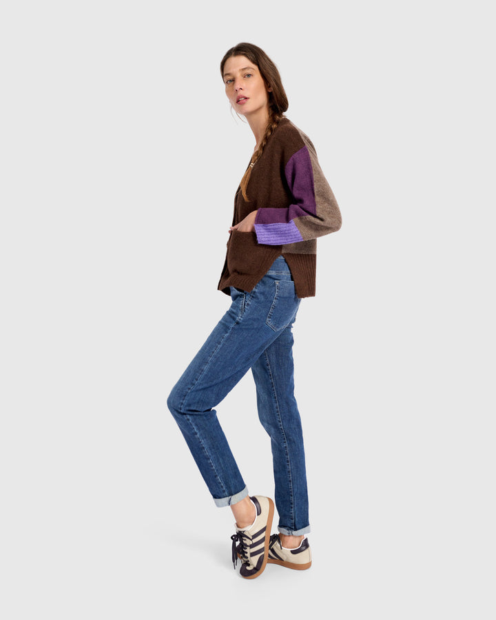 Finch Cardigan, Brown/Purple