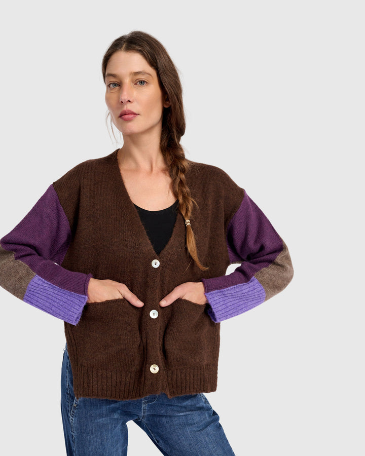 Finch Cardigan, Brown/Purple