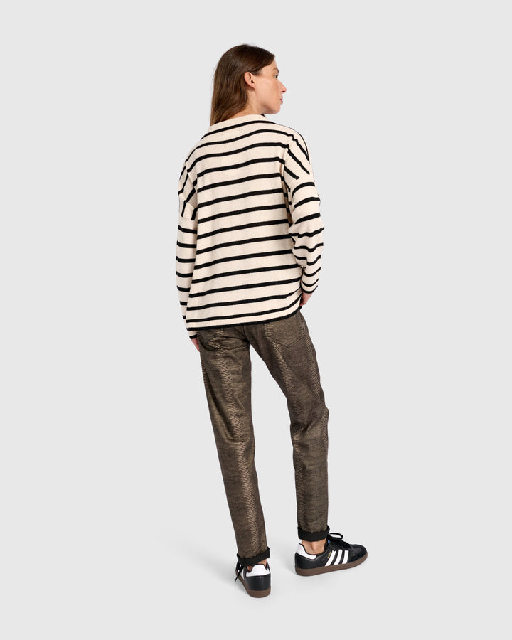 Surfside Collared Sweater, Cream Stripes