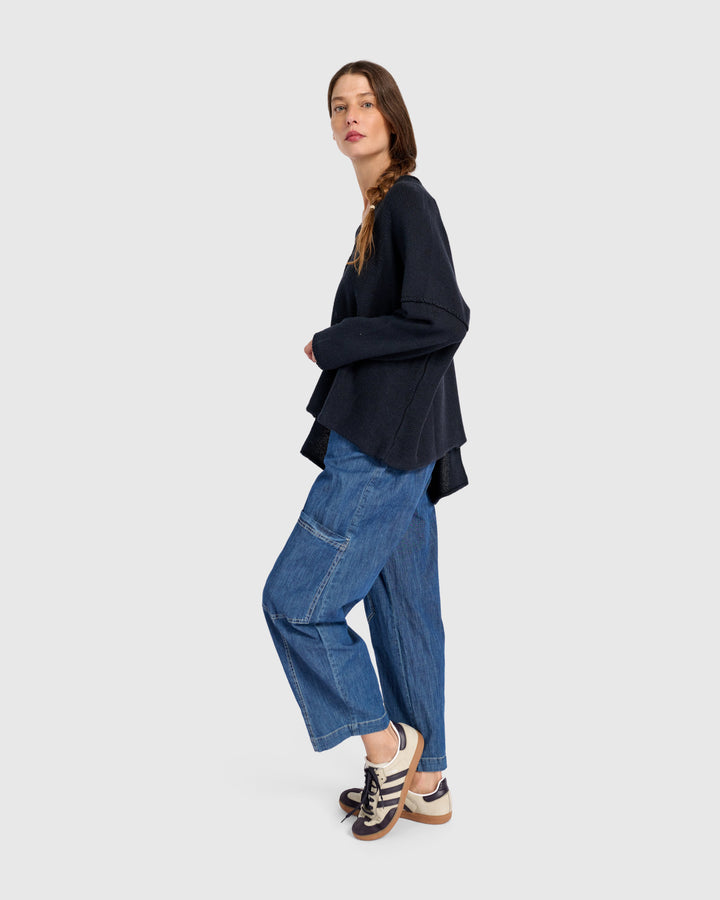 Bliss Slouchy Sweater, Navy