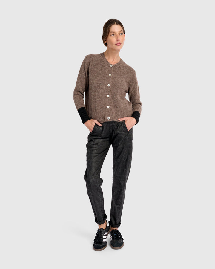Blackbird Cardigan, Hazelnut/Black